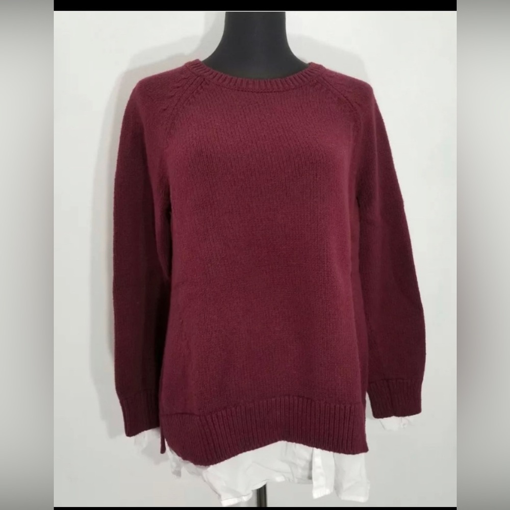 NWT Land’s End Sweater Women’s  Blend Red White Pullover